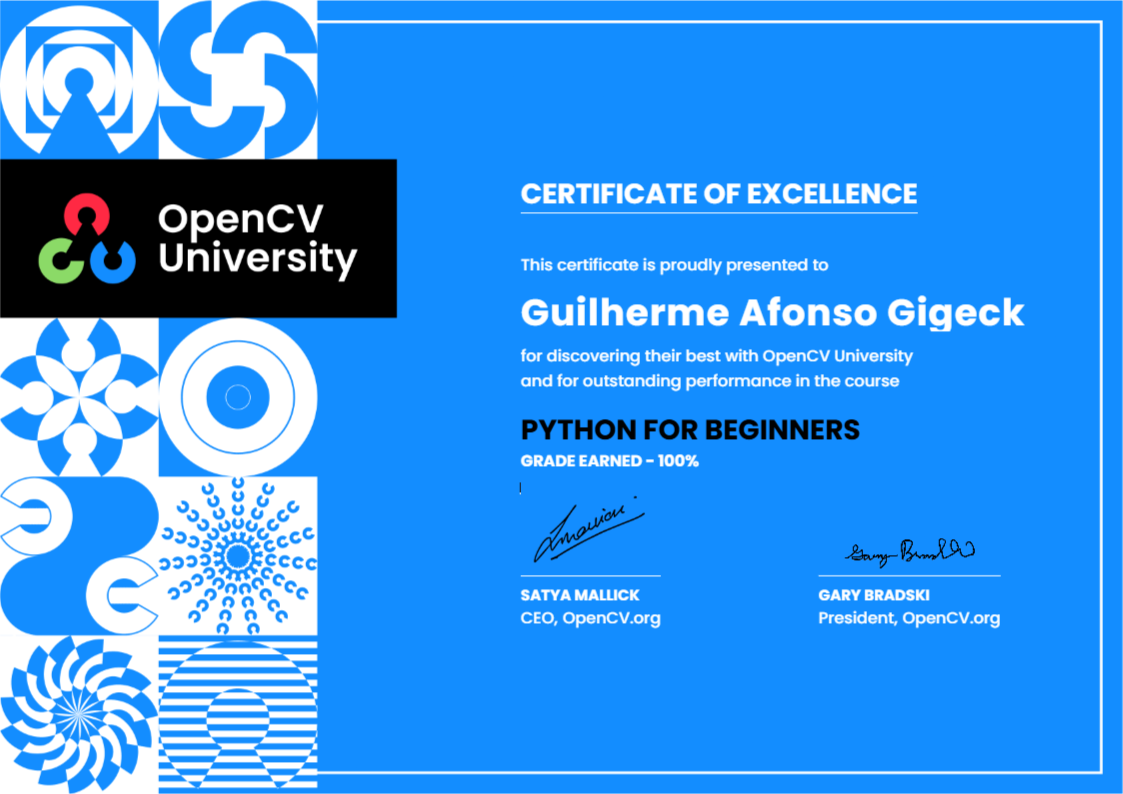 Python Python For Beginners Certificate | OpenCV